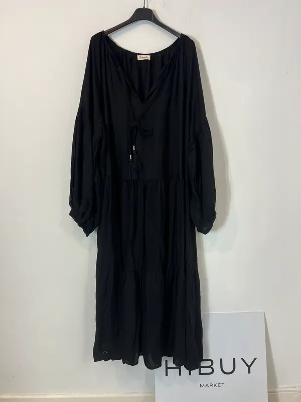 BUGANVILIA. Vestido largo negro T.3xl