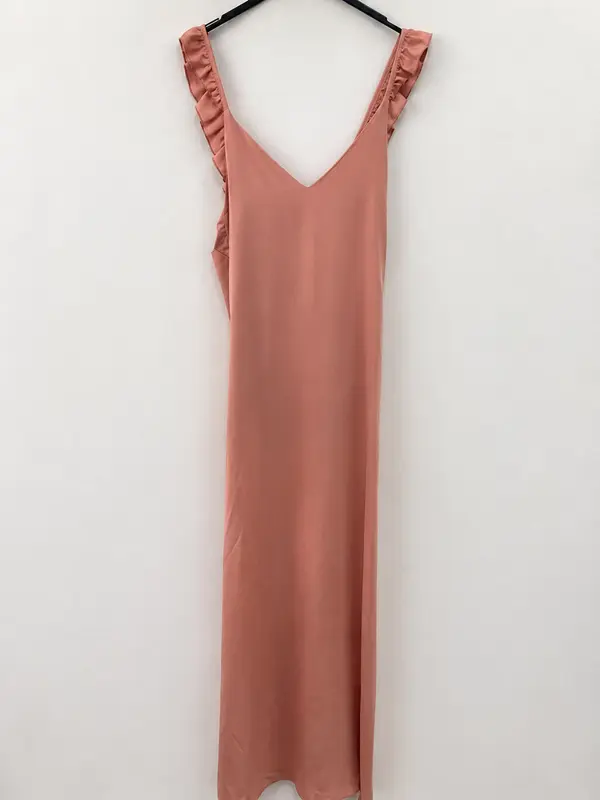 BY CLÉA.Vestido largo rosa palo satinado (36,38)