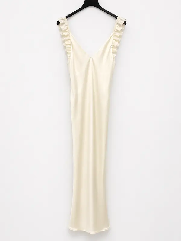 BY CLÉA.Vestido midi crema satinado (34,36 y 38)