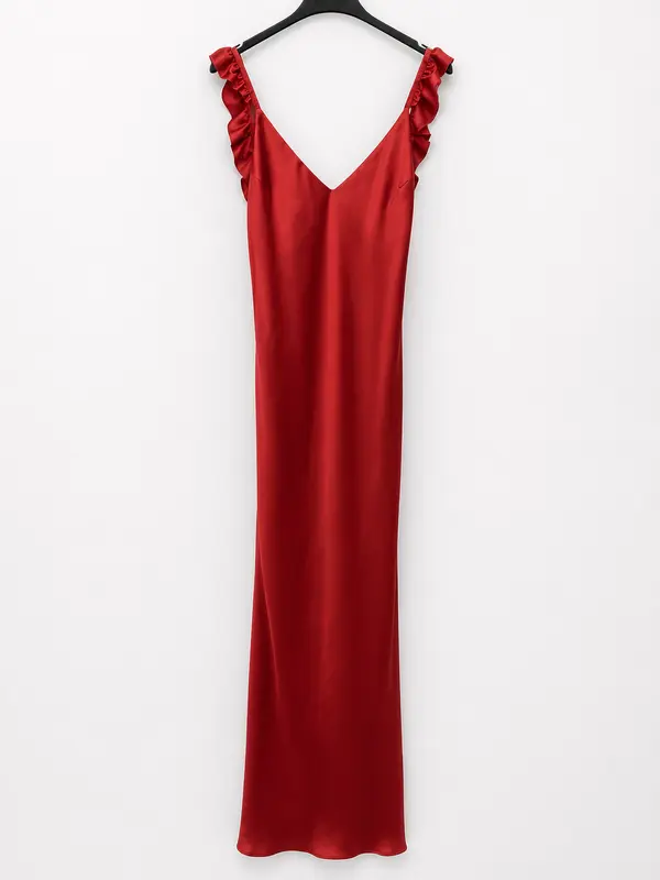 BY CLÉA.Vestido midi naranja satinado (36,38,40)