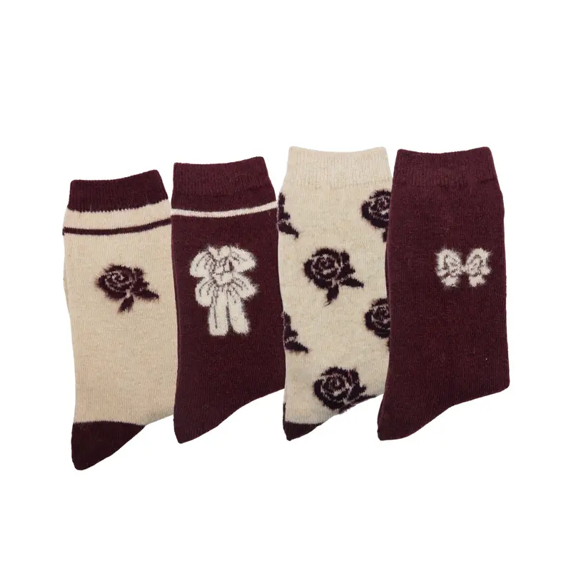 Calcetines lana burdeos
