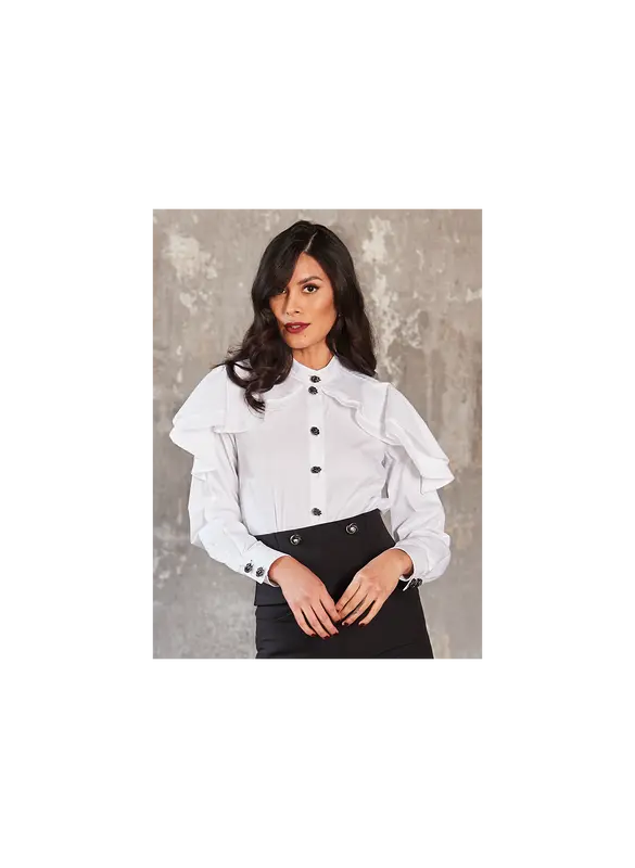 Camisa blanca con cuello coreano GIOVANNI DE FAZIO