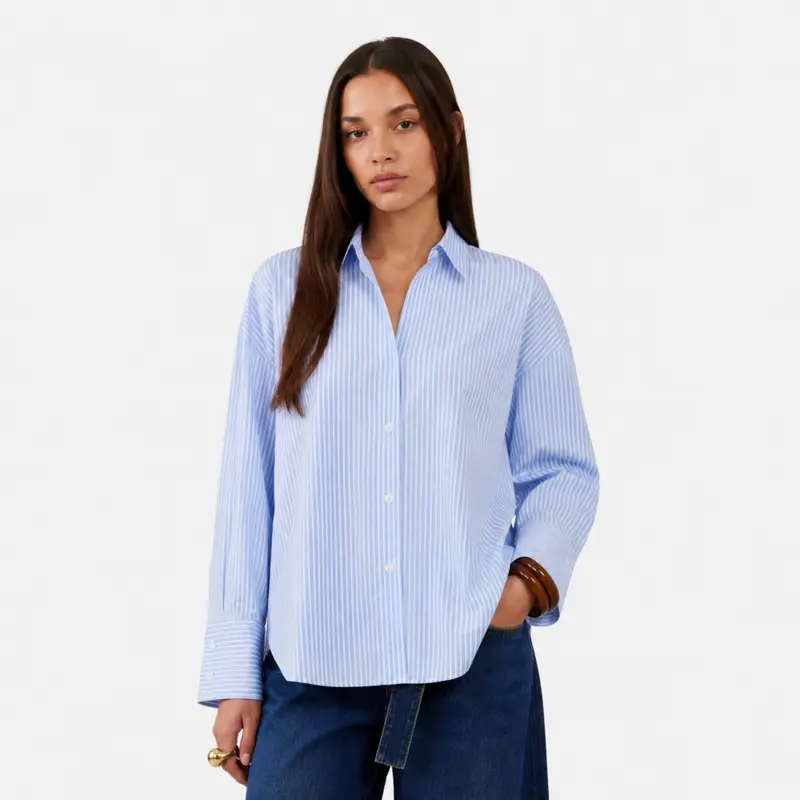 Camisa de rayas azules oversize - Orfeo