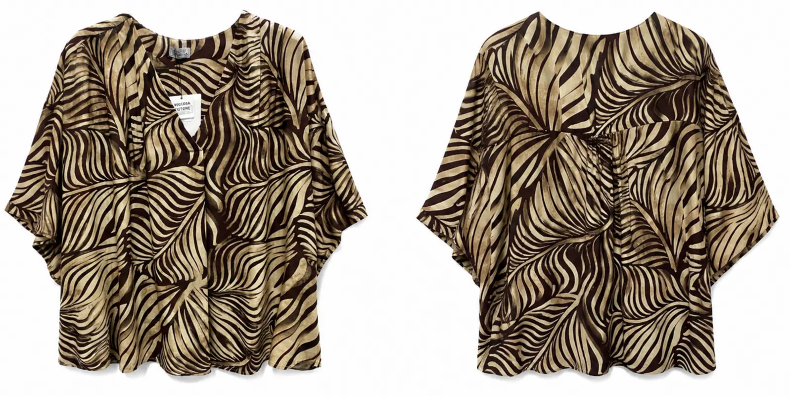 Camisa Fluida Estampado Palma Chocolate
