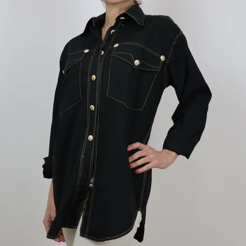 Camisa negra de corte Vintage