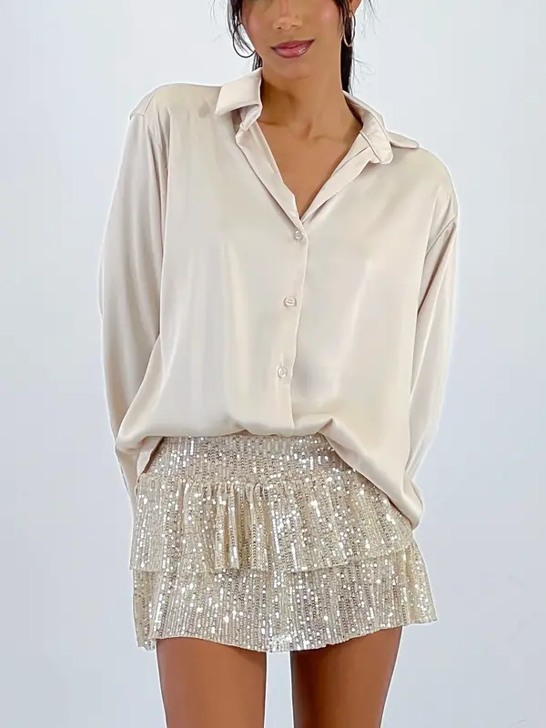 Camisa satinada botones