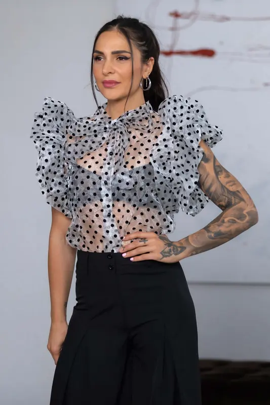 Camisa topos blanca