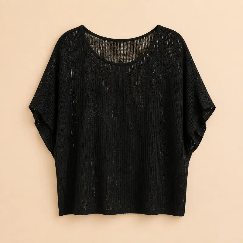 Camiseta Calada Negra de Manga Corta Trapio