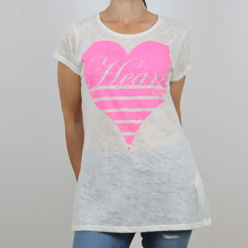Camiseta de manga corta estampado corazón