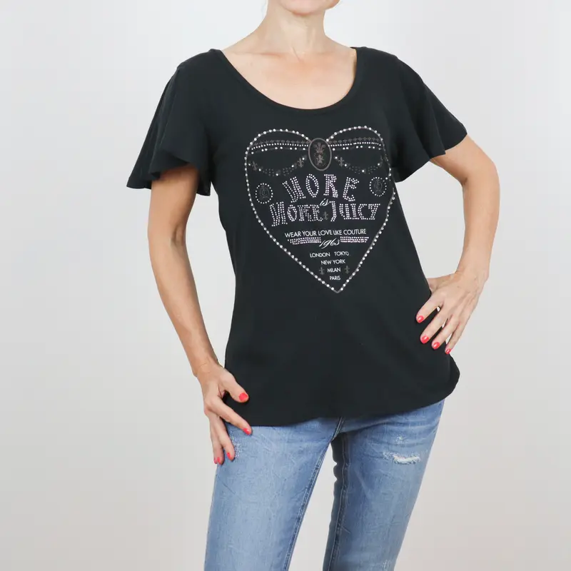 Camiseta de manga corta negra Juice Couture