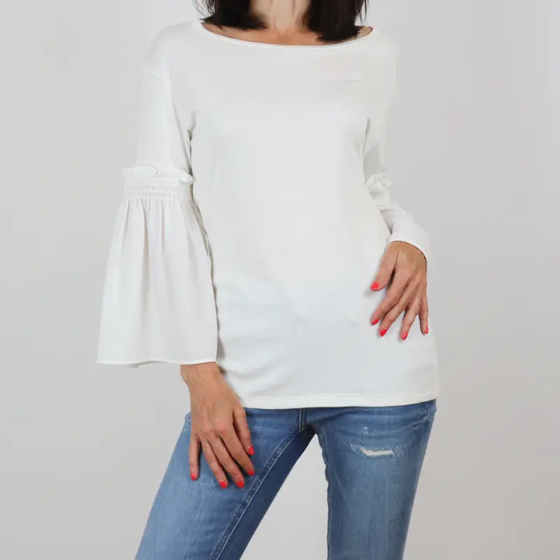 Camiseta de manga larga blanca mangas volante