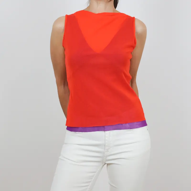 Camiseta sin mangas dos tonos