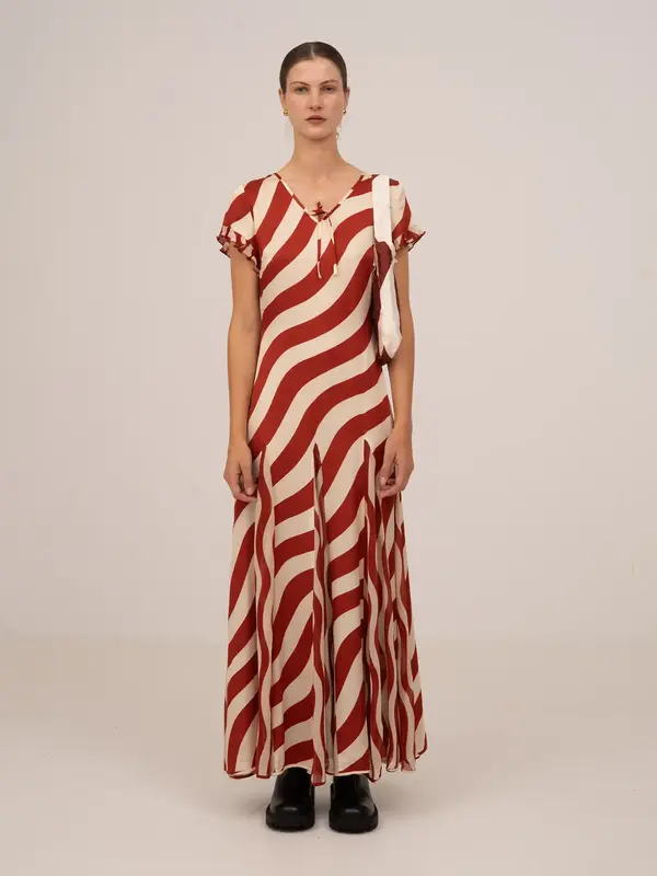 Candycane Striped Red Maxi Dress