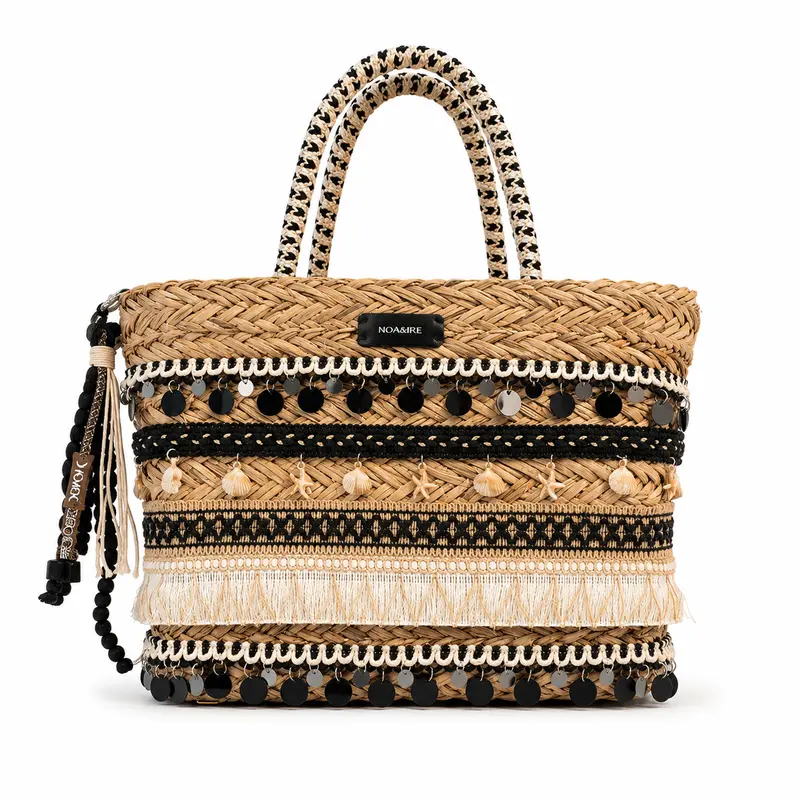 Capazo Boho de Rafia con Detalles Étnicos Trapío