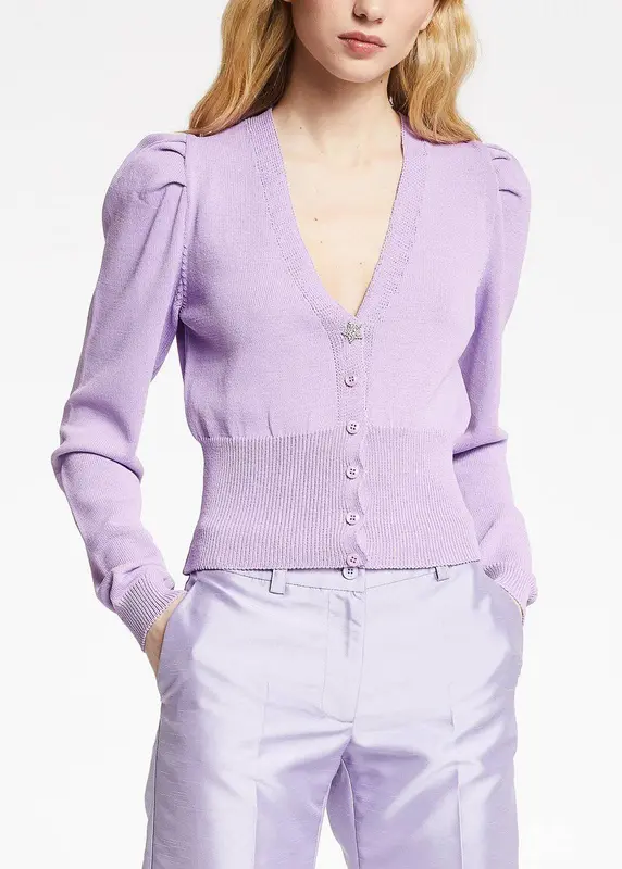 Cardigan punto lavanda manga larga