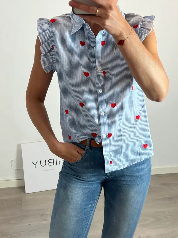 CARLOTA&CO. Blusa rayas corazones T.m/l