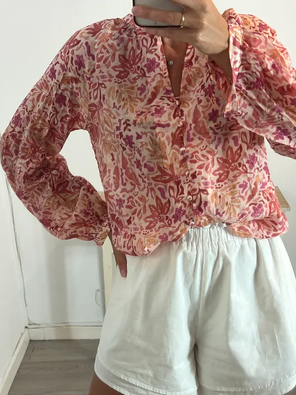 CARLOTA&CO. Blusa rosa estampada T.m