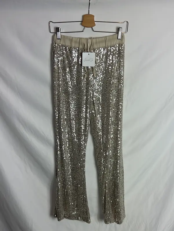CARLOTA & CO. Pantalón mini lentejuelas fluido. TU (M)