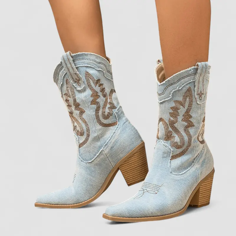 Carolina | Embroidered Western Ankle Boots