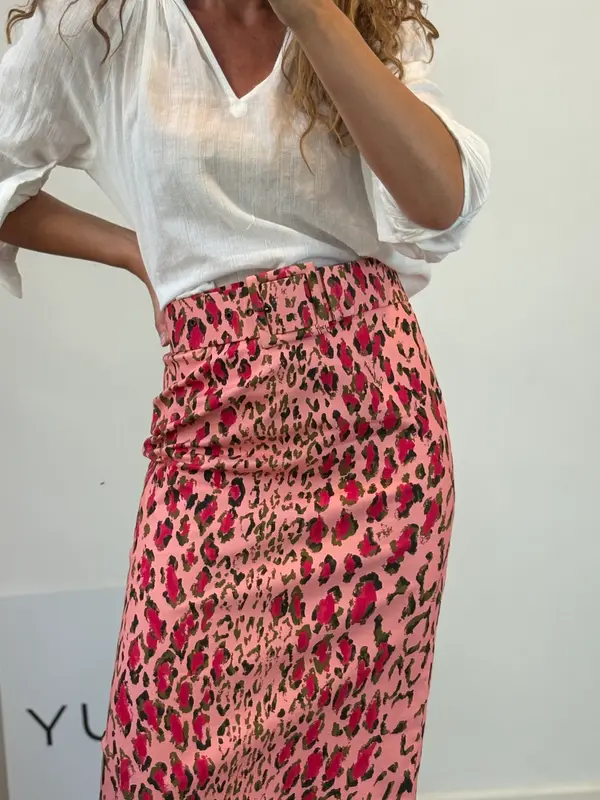 CAROLINA HERRERA . Falda midi estampado con cinturón