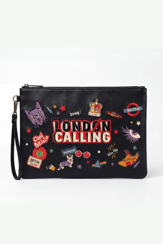 CARTERA POLIPIEL NEGRO BORDADO