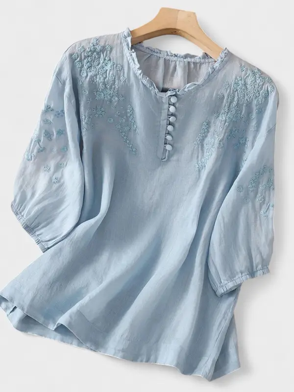Cassiana - Blusa de algodón y lino