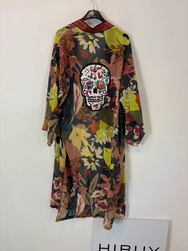 CATUCA. Kimono estampado detalle espalda. TU (M)