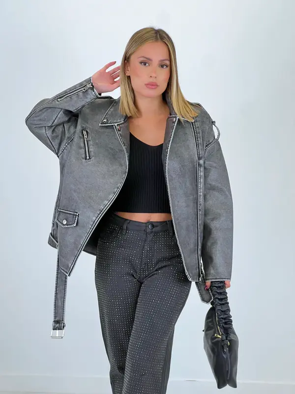 Cazadora biker oversize