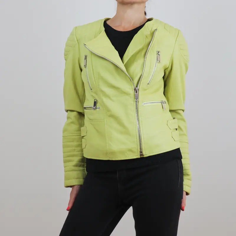 Cazadora de piel Amarillo Lima