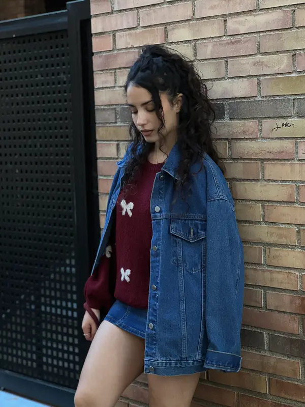 Cazadora denim oversize