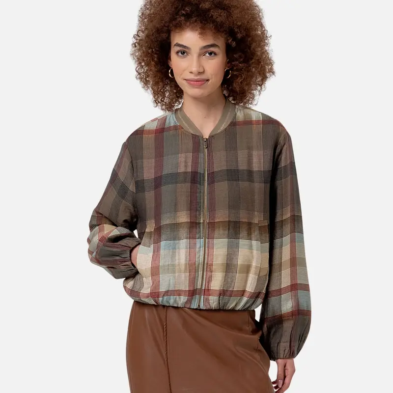 Cazadora tipo bomber de cuadros - Surkana