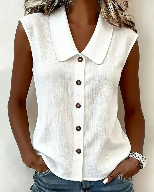 Cecilia | Sleeveless Blouse in Linen-Cotton Blend