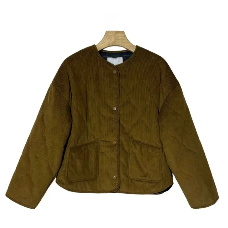 CHAQUETA ACOLCHADA PANA VERDE OLIVA