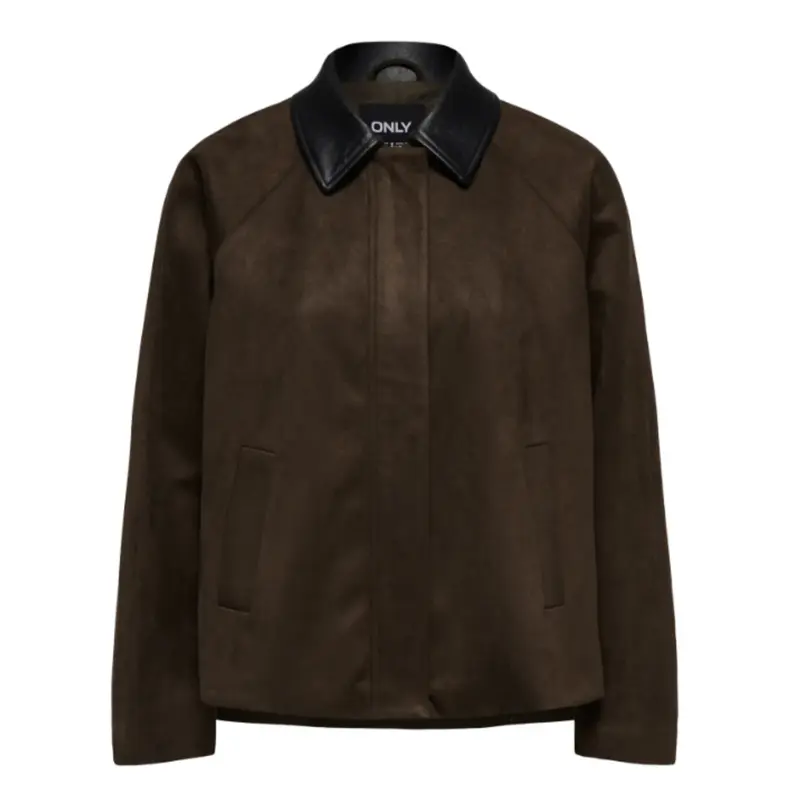 Chaqueta antelina con cuello polipiel