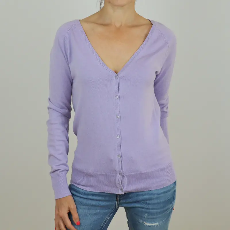 Chaqueta básica de punto color lila Zara