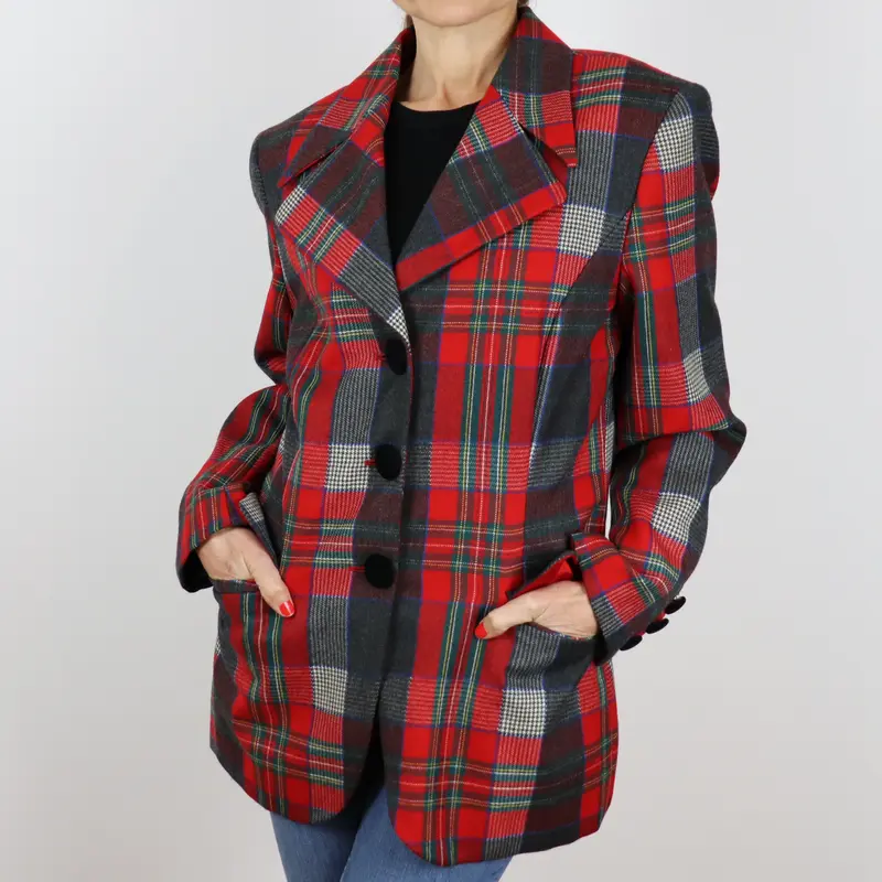 Chaqueta Blazer de cuadros roja