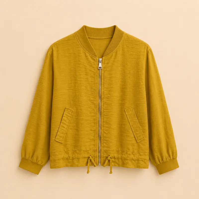 Chaqueta Bomber Mostaza con Cordón Ajustable Trapio
