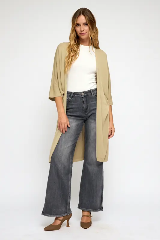 Chaqueta Caída Larga Beige