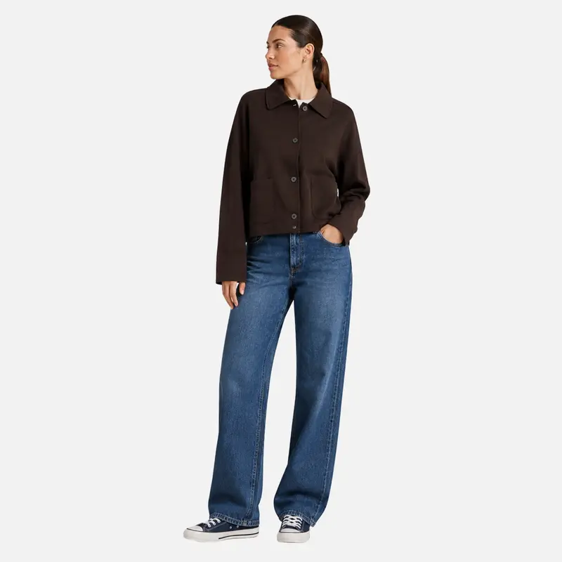 Chaqueta corta de mujer con cuello bolsillos - Freequent