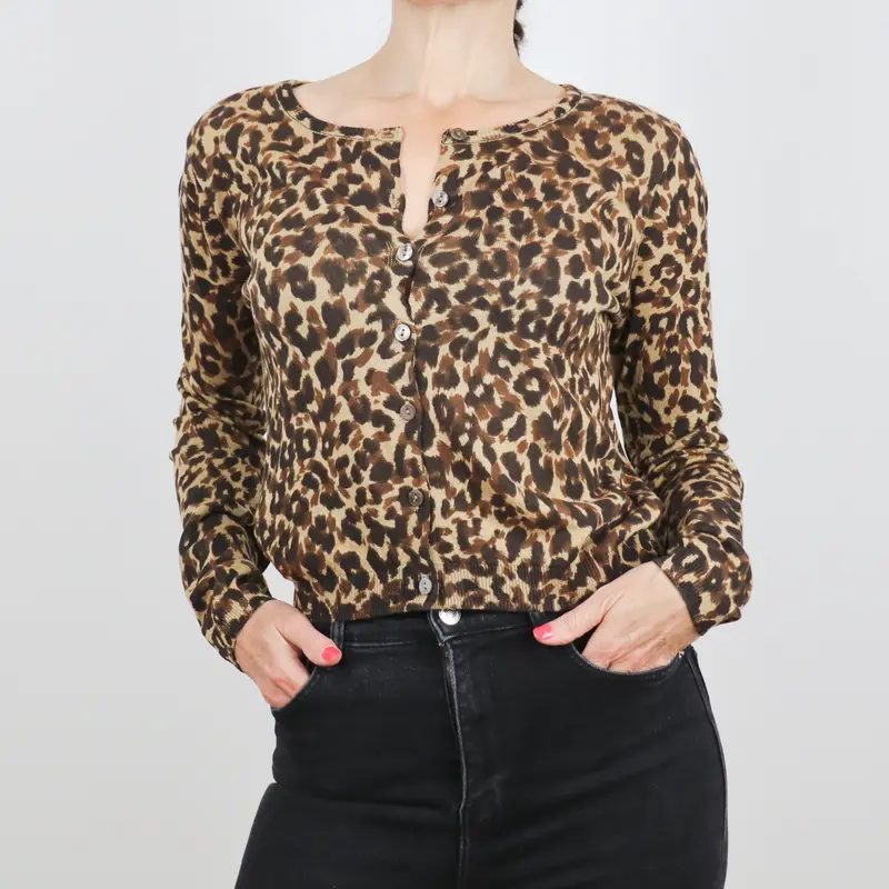 Chaqueta corta de punto estampado Animal Print