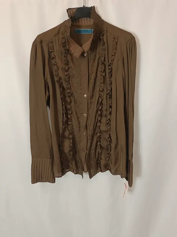 CIVIT. Blusa marrón volantes