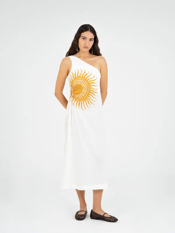 Clara Sun-Printed One-Shoulder Dress