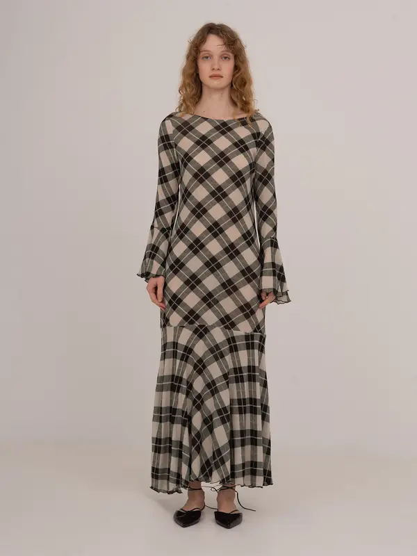 Classic Argyle-inspired Geometric Print Jester Dress