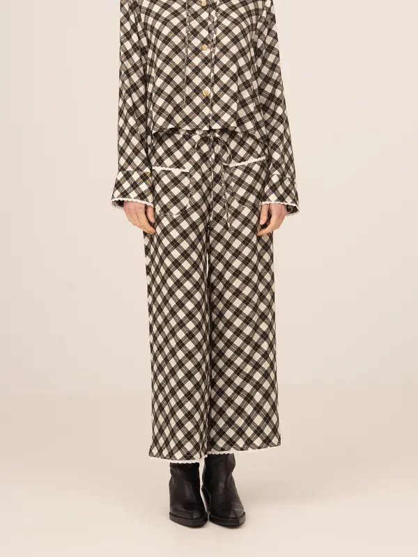 Classic Betty Argyle-inspired Geometric Print Pants