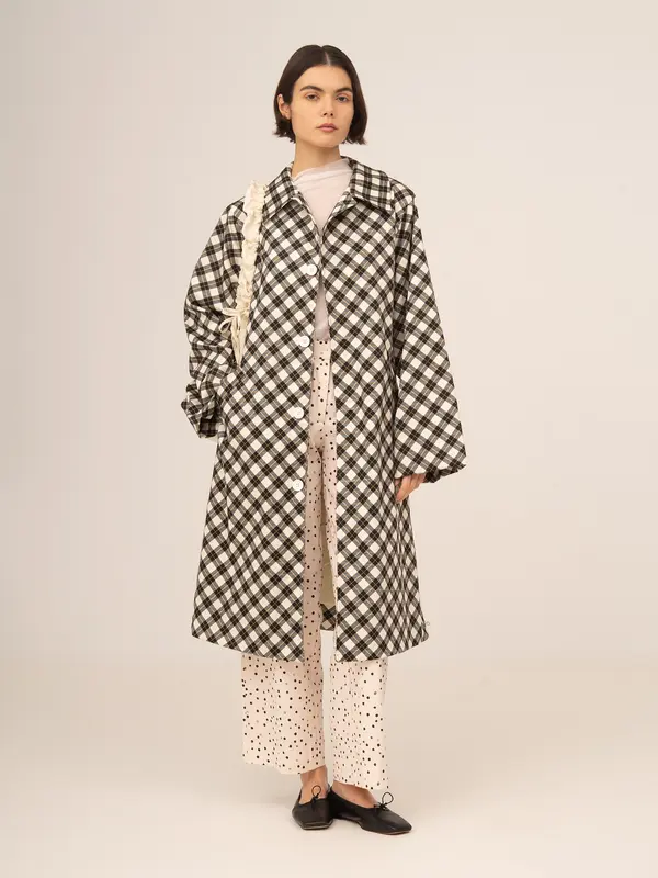 Classic Betty Argyle-inspired Geometric Print Trench Coat