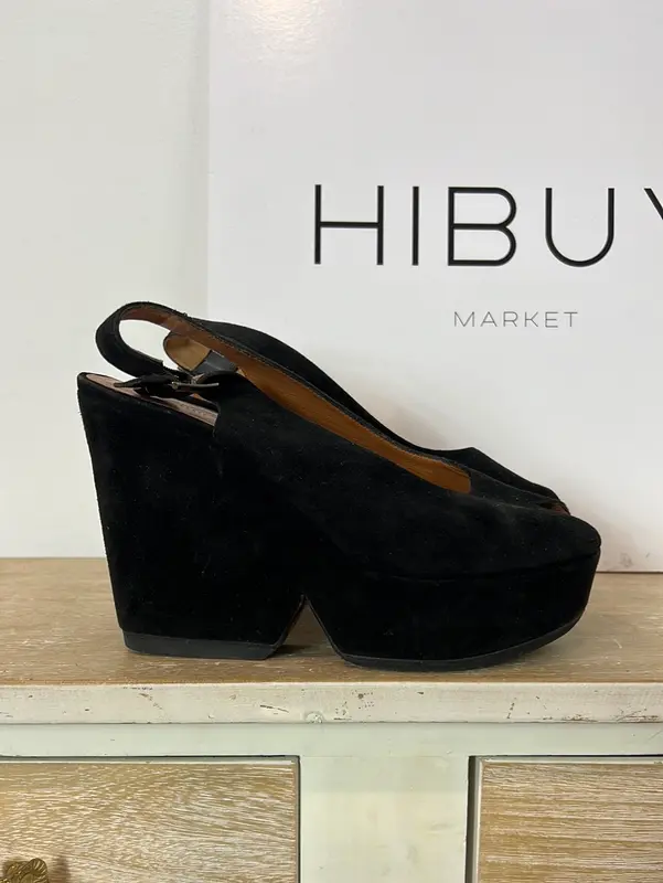CLERGERIE. Sandalias plataforma negros T.39