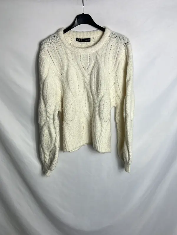 CLP. Jersey beige mangas abullonada T.l