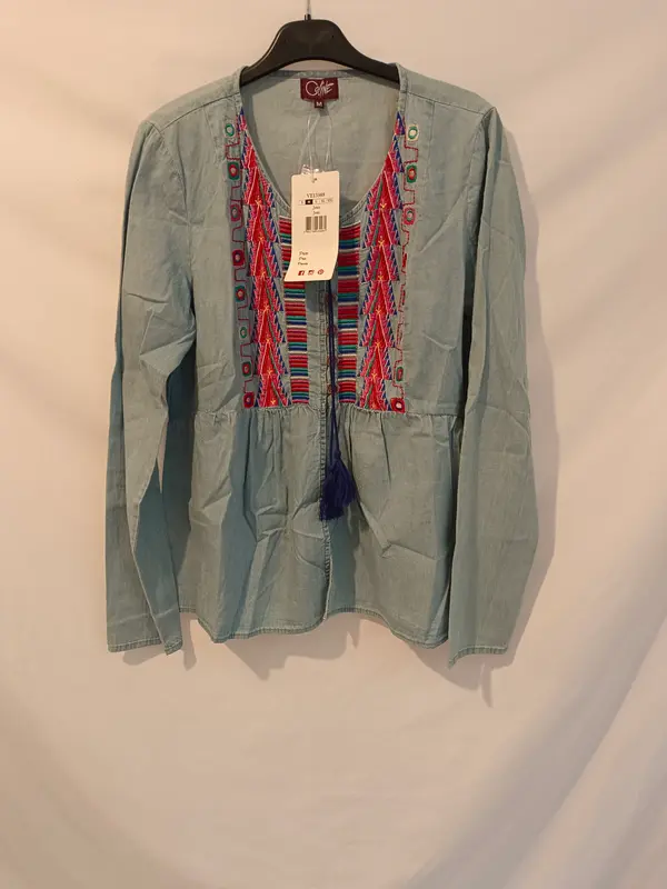 COLINE. Sobrecamisa denim bordada T.m