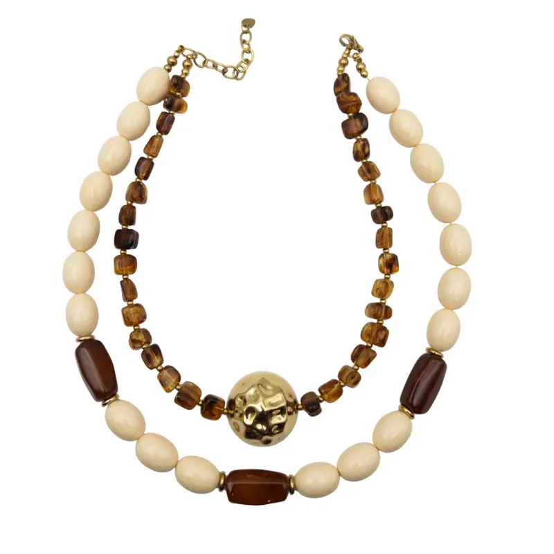 Collar combinado Ámbar y Beige