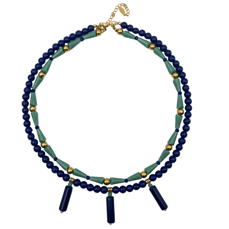 Collar combinado Azul Marino y Agua Marina
